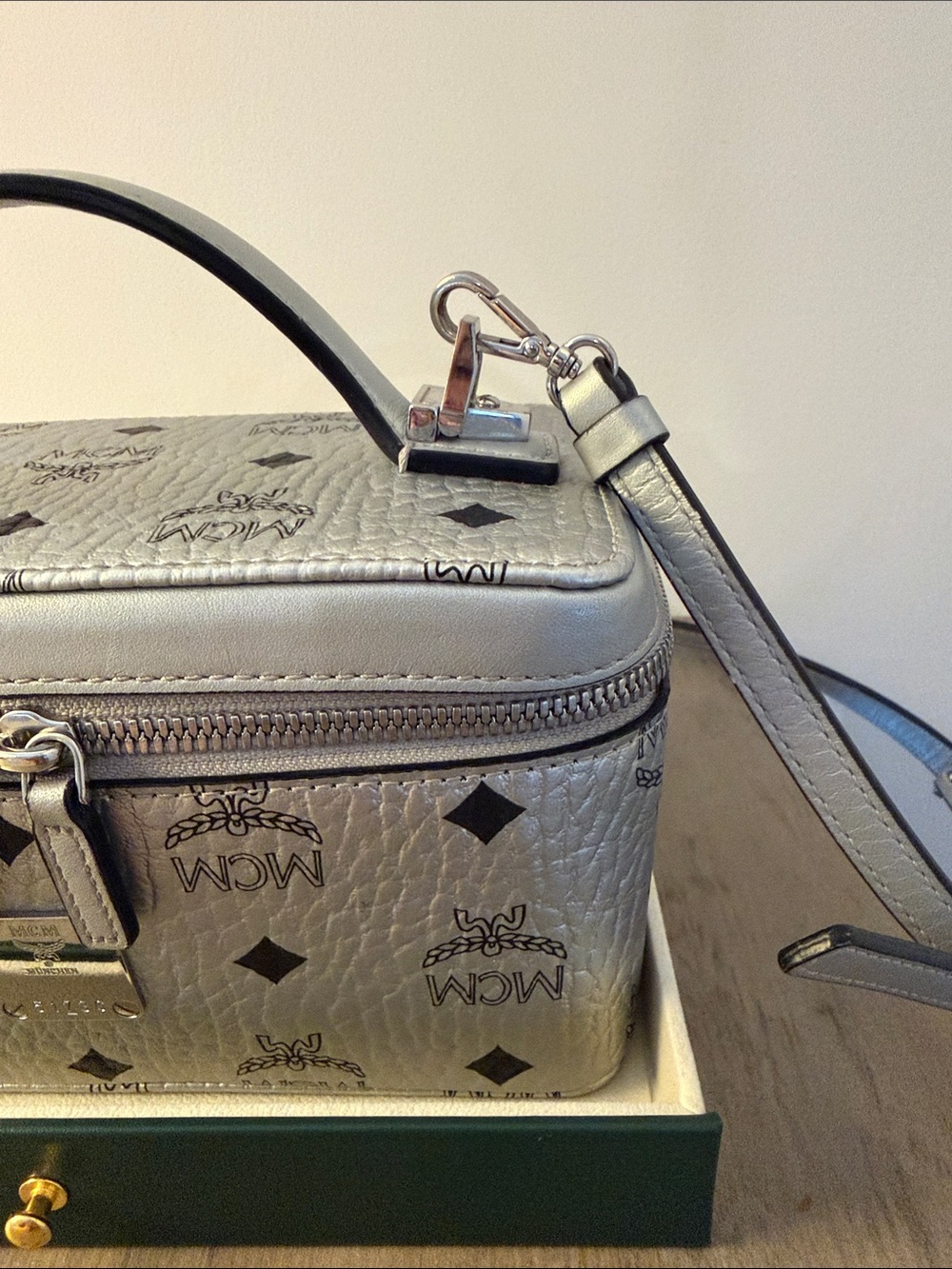 MCM Rockstar Silver Vanity Handbag with OG Strap and COA - Picture 5 of 16